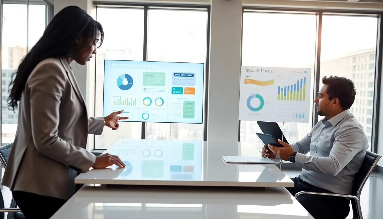 diverse team discussing mobile app security in a modern office setting.