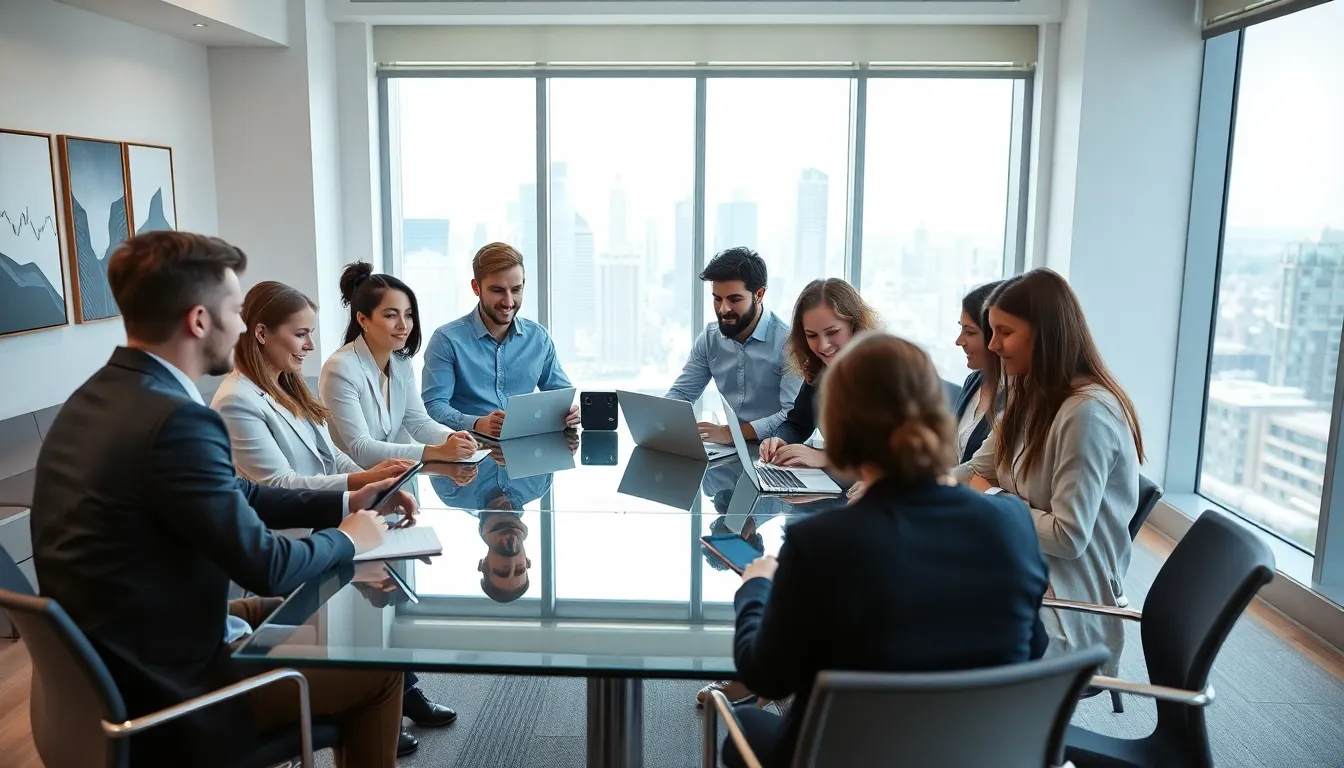 diverse millennials collaborating on financial strategies in a modern office.
