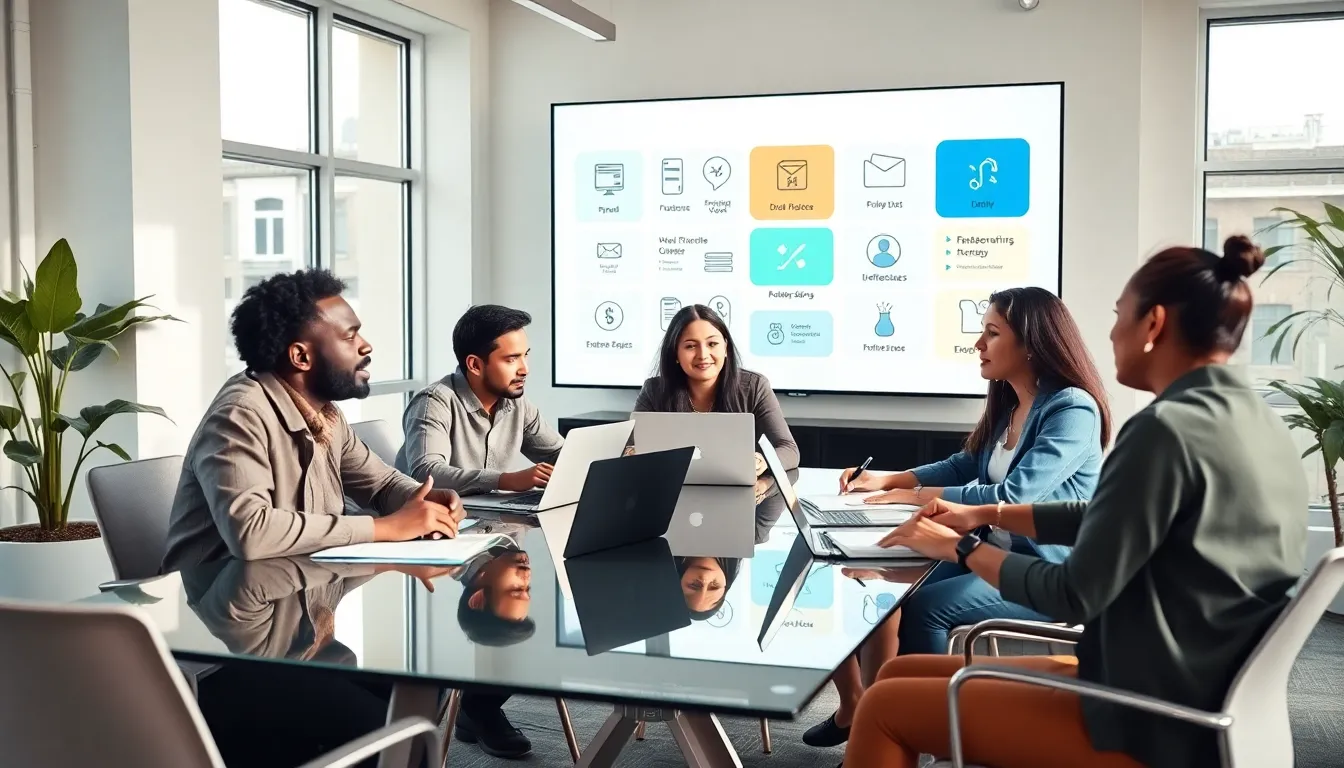 young diverse professionals discussing money-making opportunities in a modern office.